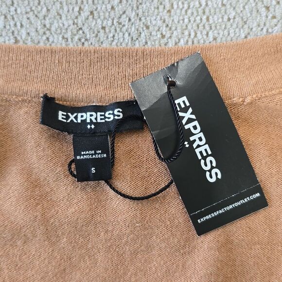 Express Factory Dark Camel Tan Open Front Long Cardigan - Size Small - Picture 3 of 8
